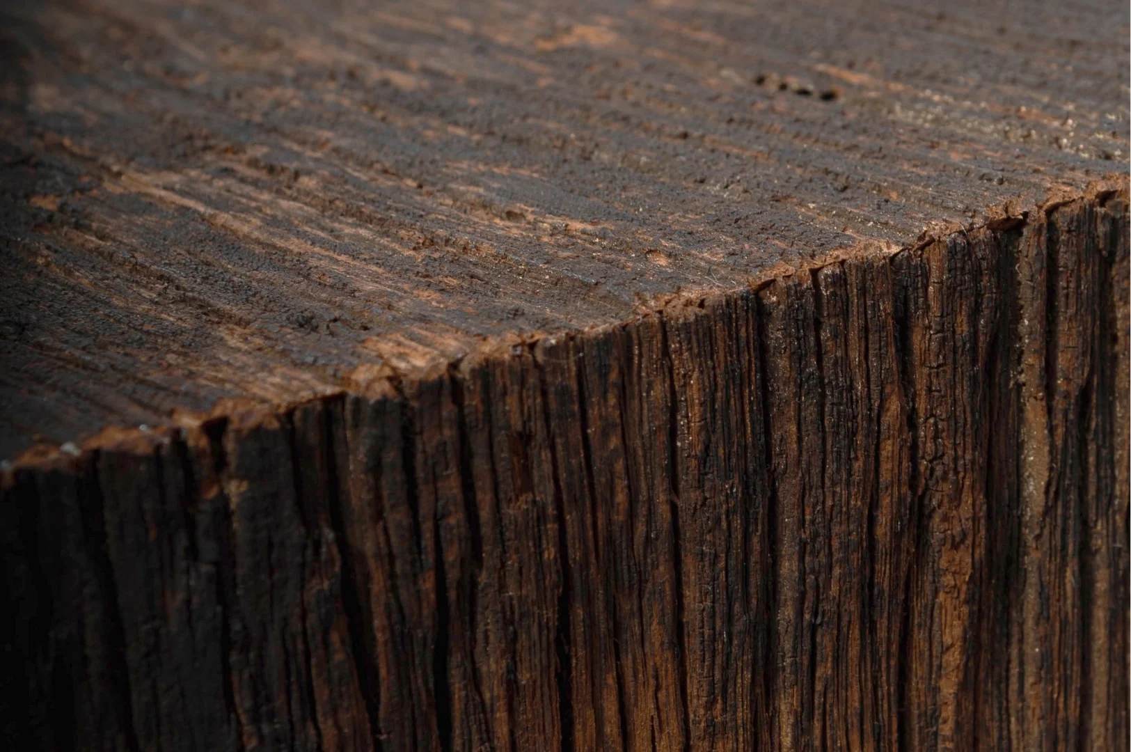 Reclaimed and reused oak planks for unique chest of drawers